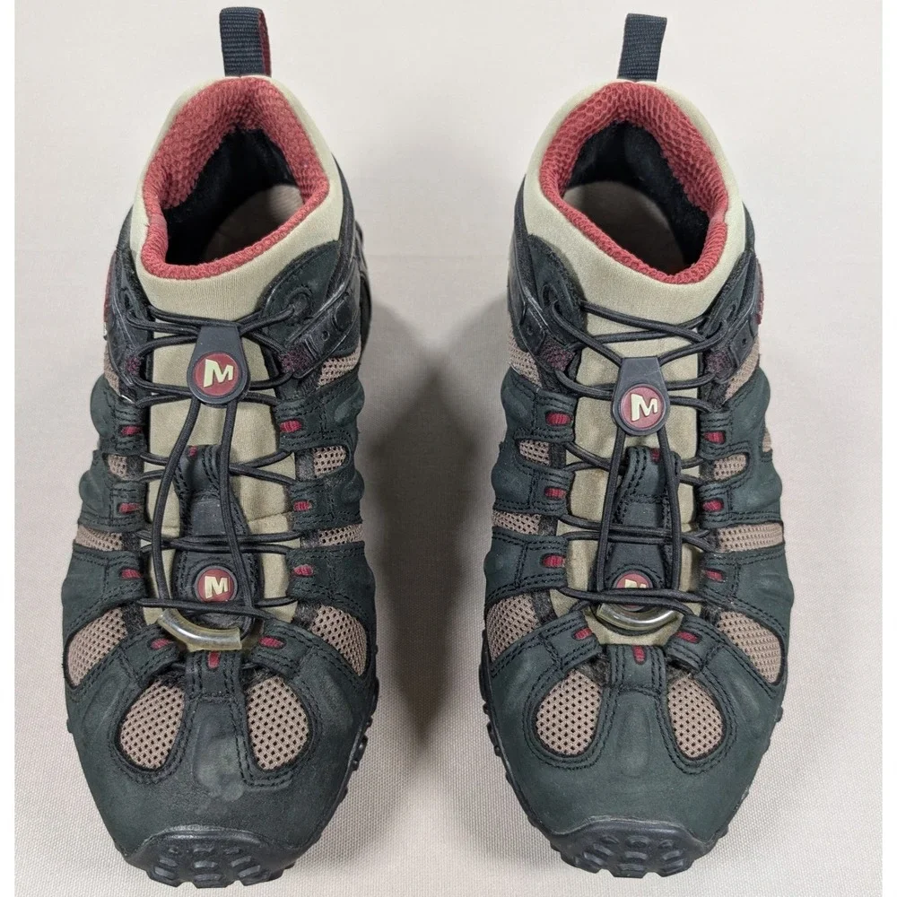 Merrell Chameleon II Stretch Mens 10 Black Tan Hiking Shoes Vibram Sole